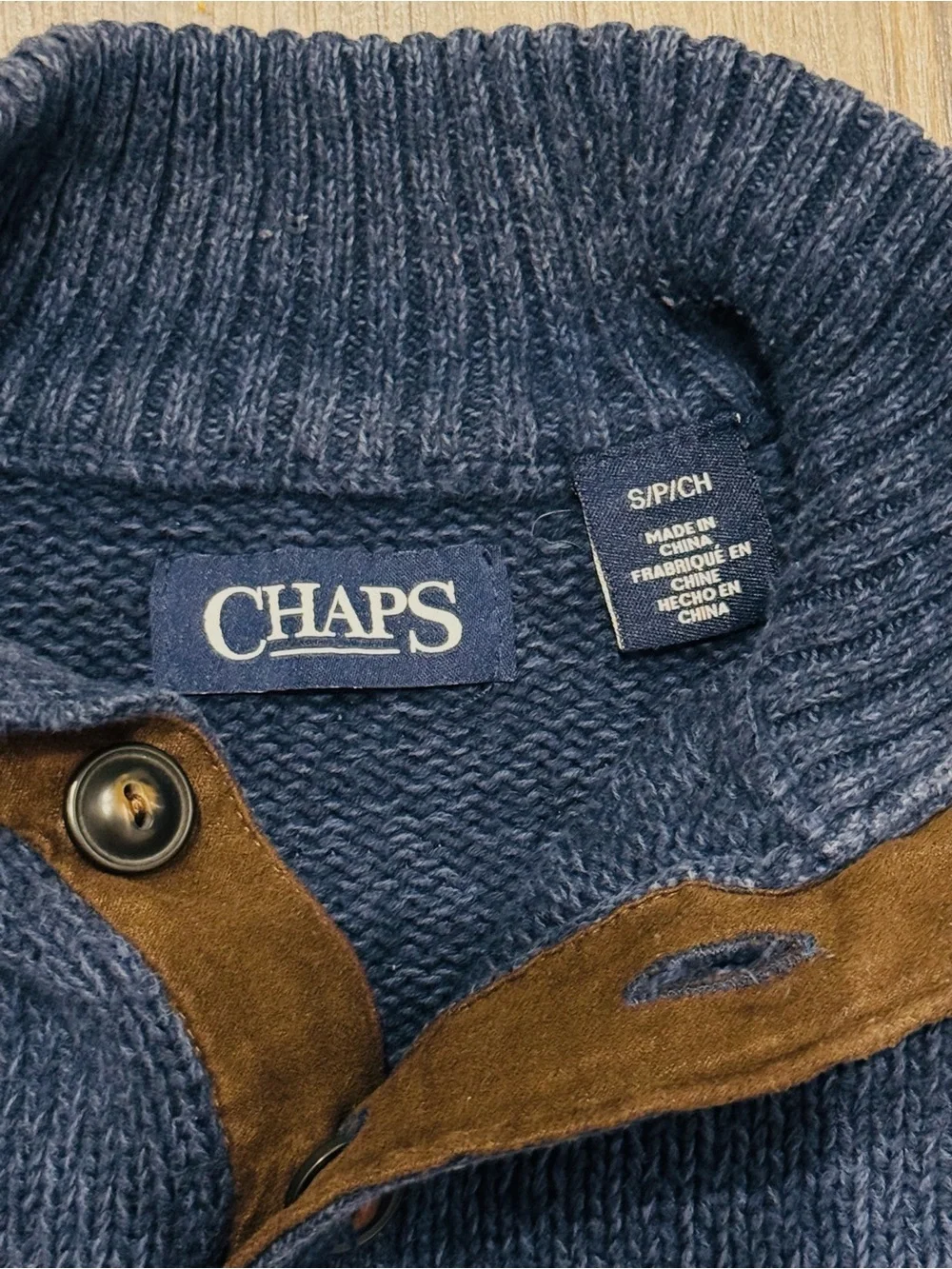 Men's Chaps by Ralph Lauren Academia 100% cotton navy sweater elbow patches